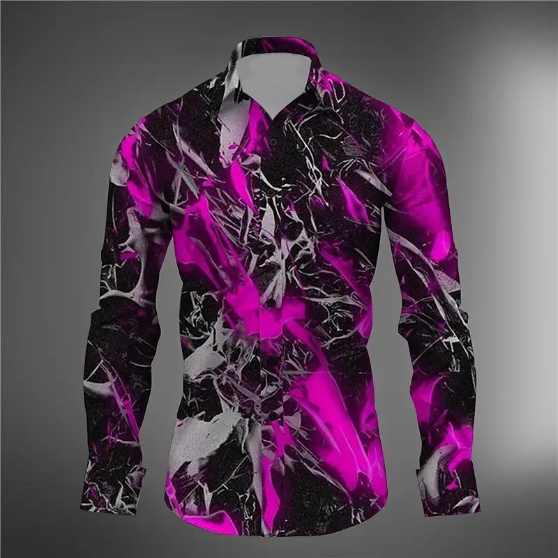 New Men's Shirt 3d Complex Graffiti Print Shirts Quality Men's Long Sleeved Street Harajuku Blouse Daily Casual Male Clothing