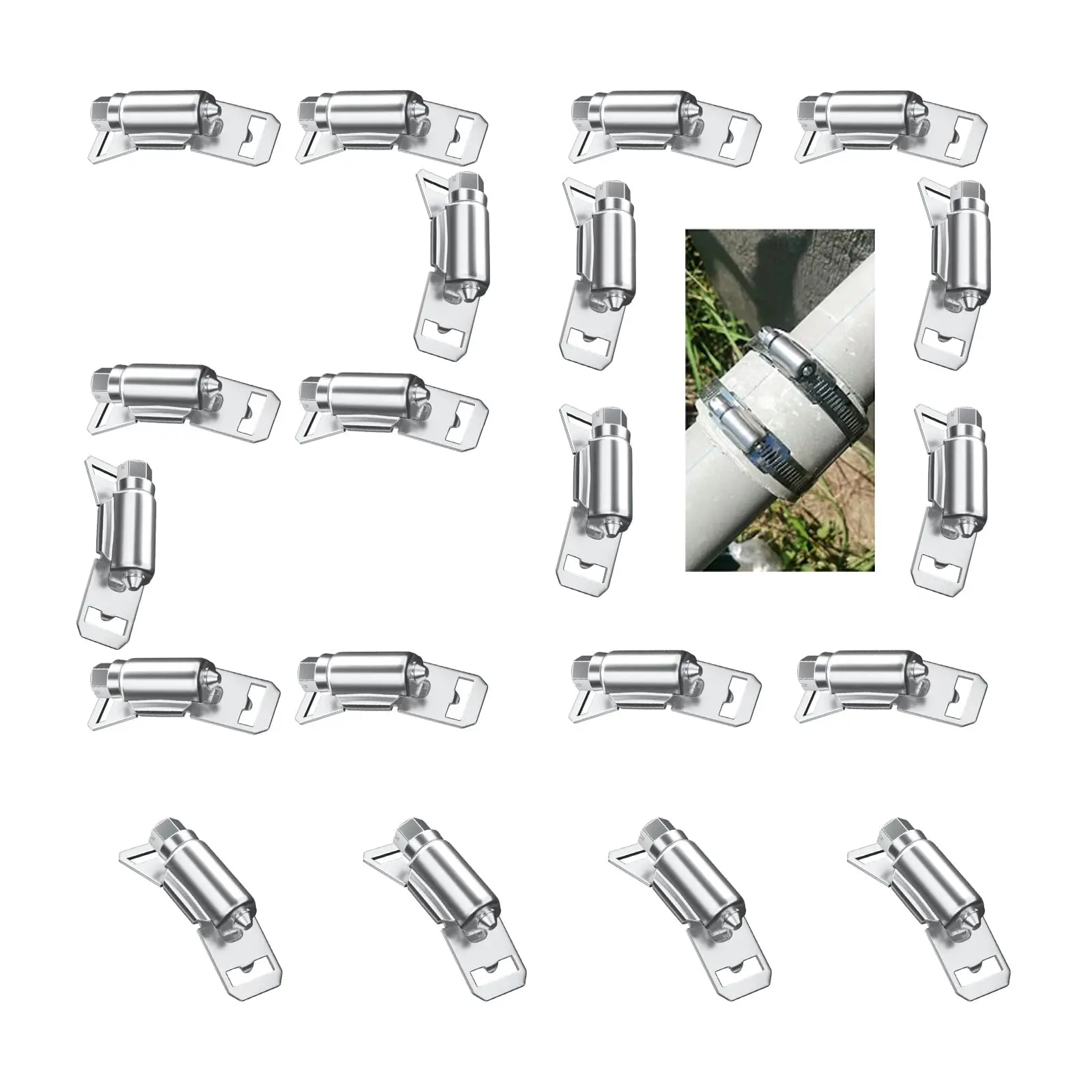 

20 Pack Hose Clamp Fasteners Only No Strap DIY 304 Stainless Steel Adjustable Pipe Worm Clamp Fasteners for Air Duct Clamps