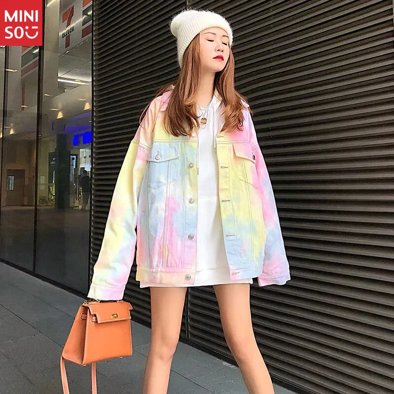 

Disney 2025 Spring and Autumn Fashion Color Gradual Change Denim Jacket Women's Korean Version Loose and Thin Long-sleeved Top