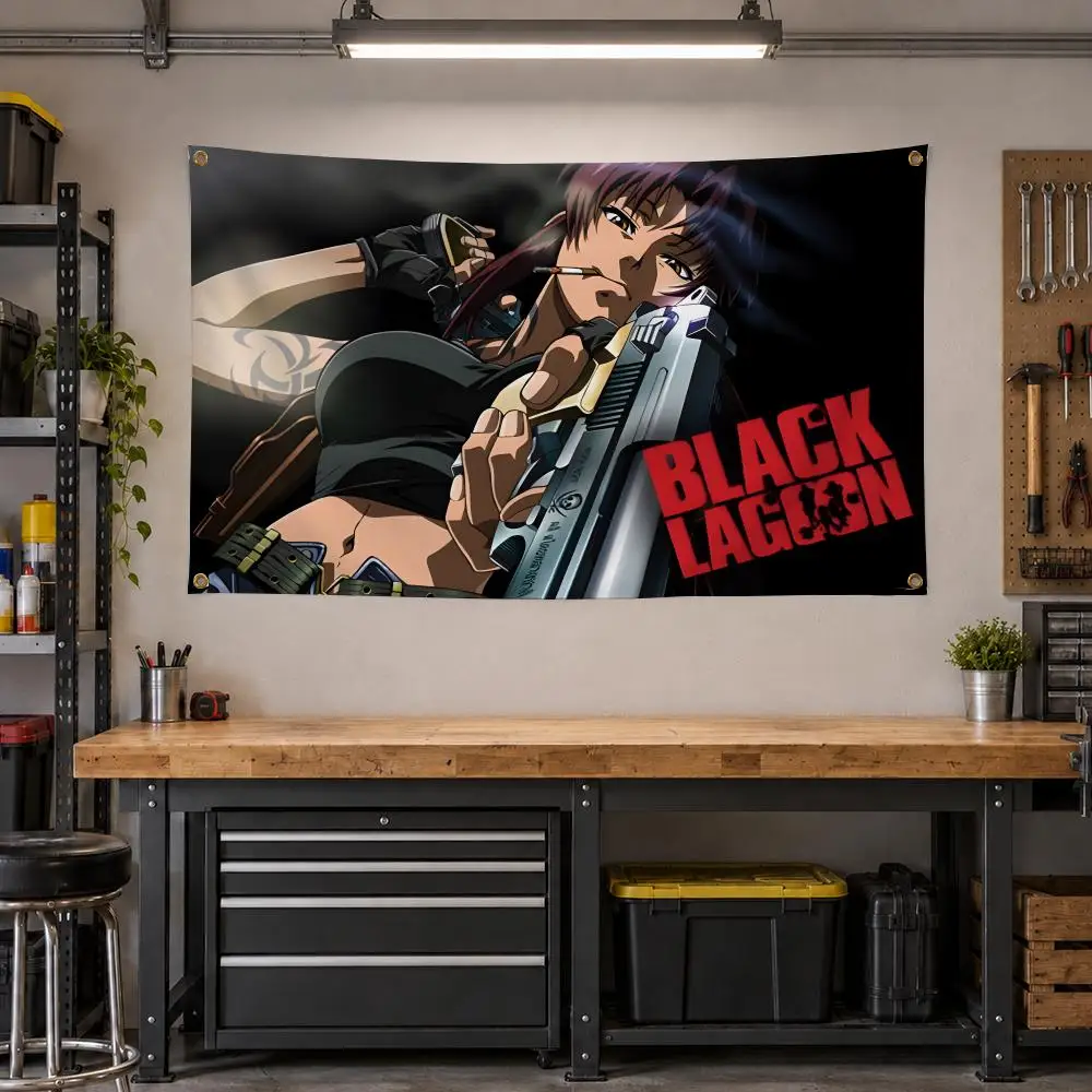 Anime Black Lagoon Action Flags Personalized Banner Flag Room Dorm Camping Picnic Garage Bar Outdoor Wall Decor