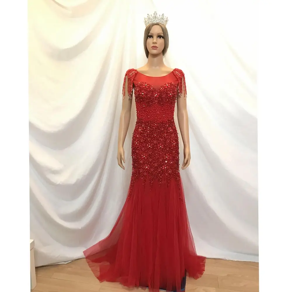 Kisswhite Bridal Stock Cleanrance red beads mermaid Prom dresses