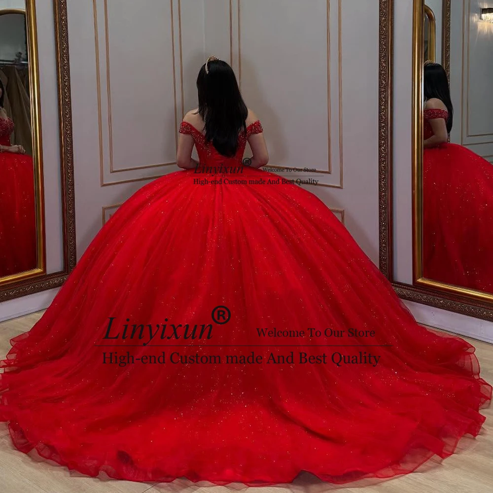 فساتين Quinceanera اللامعة الفاخرة بدون أكتاف فستاين سهرة/فساتين الحفلات لحفلات أعياد الميلاد مخصصة بدون أكمام abiti da cerimonia