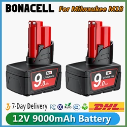 9000mAh Battery For Milwaukee M12 Lithium 12V M12B2 M12 XC 48-11-2430 48-11-241148-11-2401 MIL-12A-LI Tool Rechargeable Battery