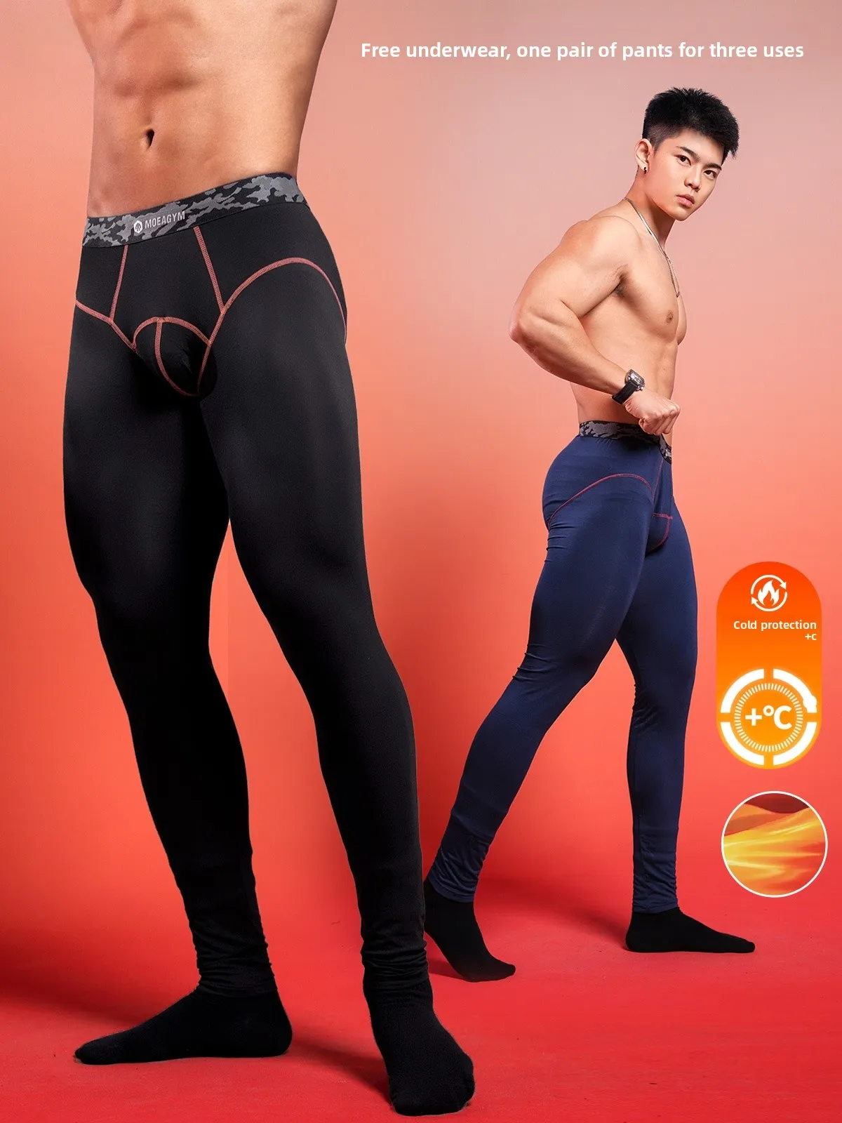 

Men's Fitn Tight Long Pants Mid-High Waist Elastic Sports Faion Thermal Inner Wear Biking Running Home Dancing Casual