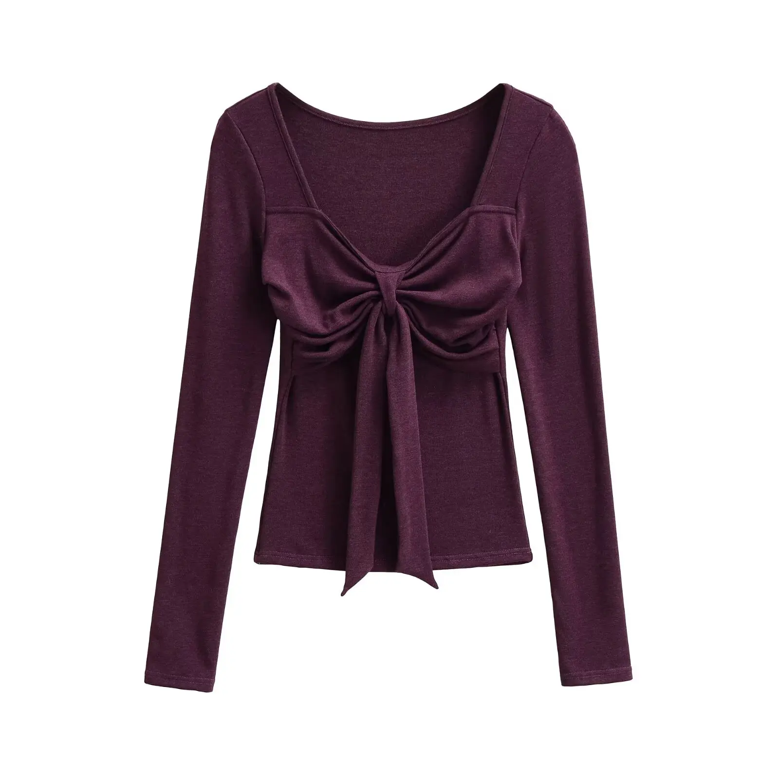 Pure Desire Knot-Camiseta larga Sve para mujer, Top ajustado con capa Base Sexy, diseño doblado de otoño, mono corporal Sensual