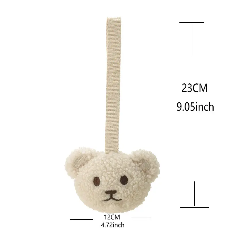 Sherpa Teddy Pacifier Holder Handmade Embroidered Bear Face Pacifier Chain Nipple Dummy Holder Newborn Babyshower Gift