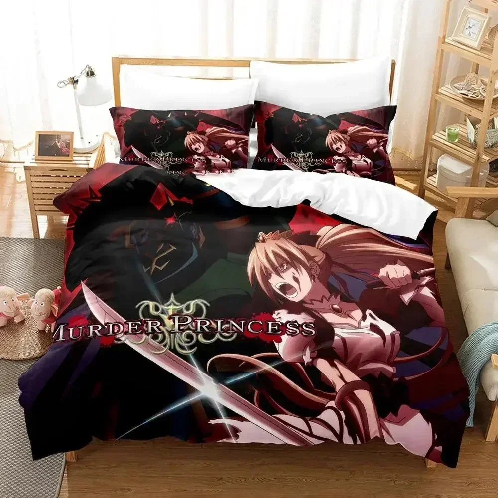 Anime Murder Princess Bedding Set Duvet Cover Sheet Printed Bed Set Pillowcase Bed Full Queen King Size Comforter Bedroom