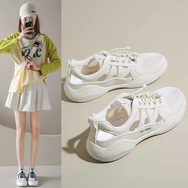 

Прогулочные ботинки на высокой платформе с круглым носом, тканая обувь, размер 48, кроссовки, женская спортивная функциональная обувь для упражнений, обувь Sheos Caregiver