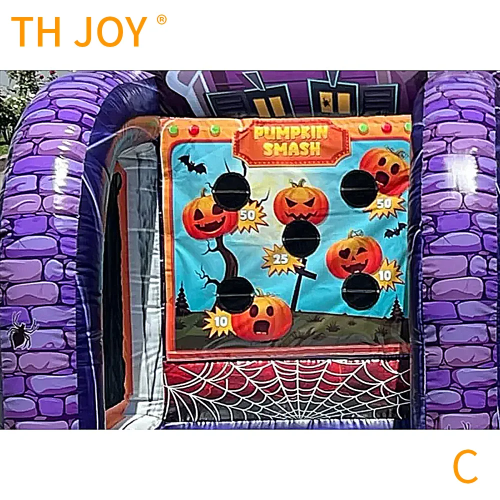 3 in 1 inflatable pumpkin toss game haunted house theme ball dart carnival games for Halloween