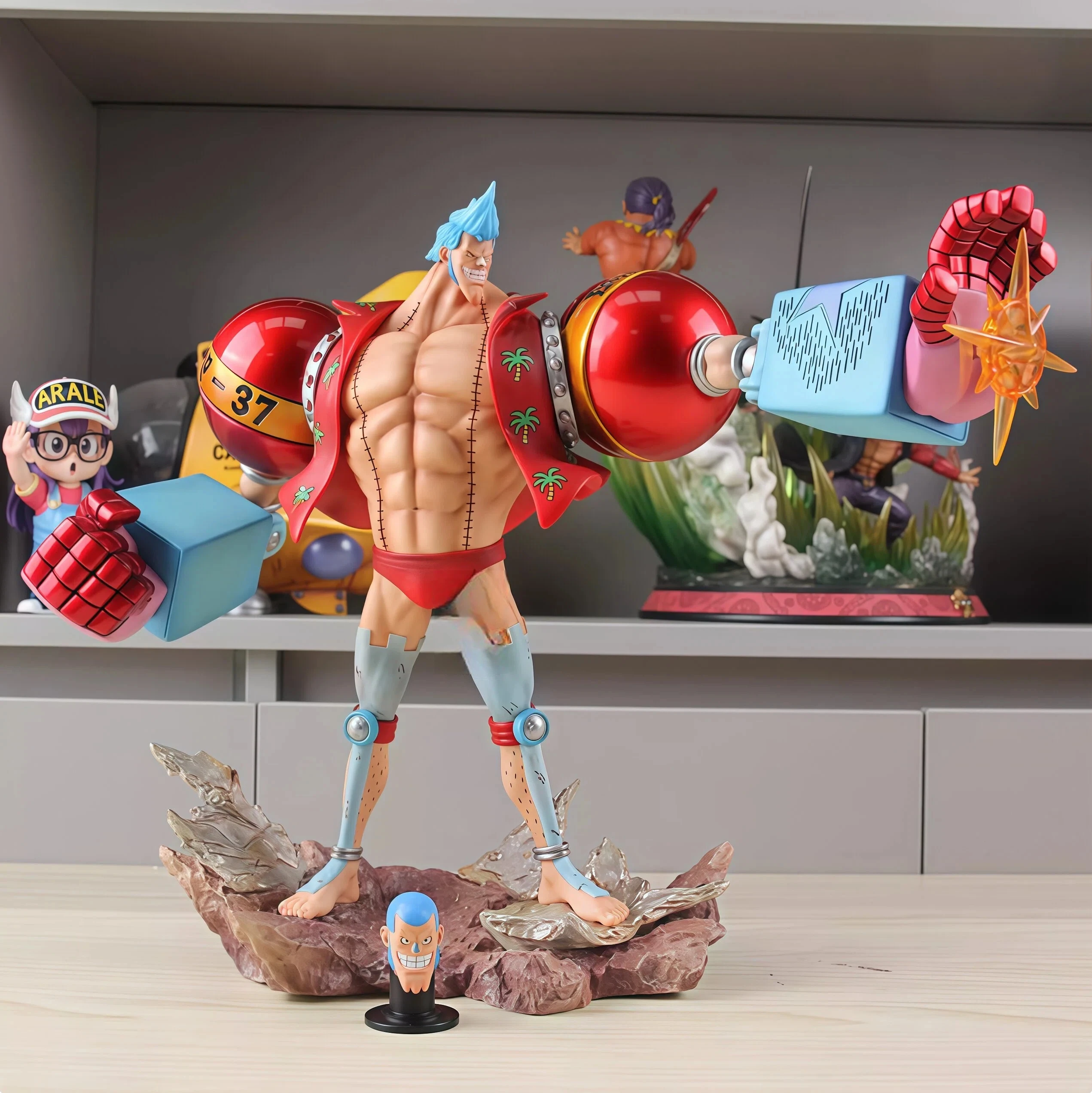 28cm One Piece  Lx Franky Gk Double-Headed Statue Gk Figure Exclusive Platform Cartoon Character Exquisite Desktop Ornaments