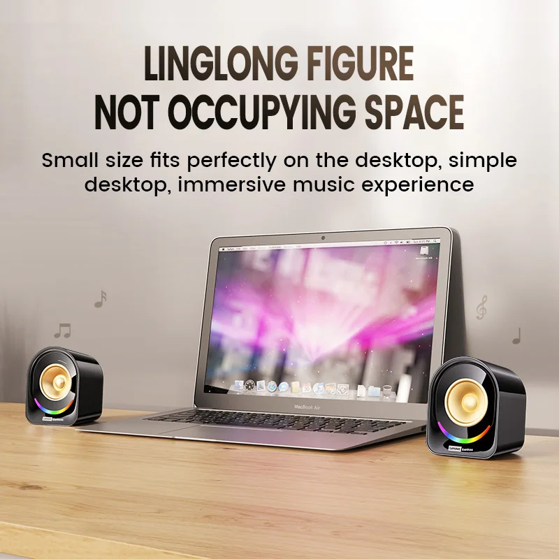 سماعات ألعاب الكمبيوتر المكتبي Lenovo A02 سلكية/بلوتوث RGB تأثيرات الإضاءة الملونة HIFI 360 °   مكبر صوت مجسم