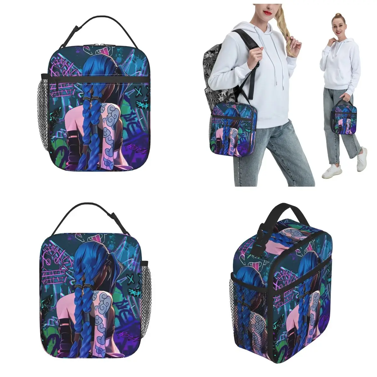 Arcane Jinx Game Merch Insulated Lunch Bags For School Office Food Storage Bag Portable Cooler Thermal Lunch Box