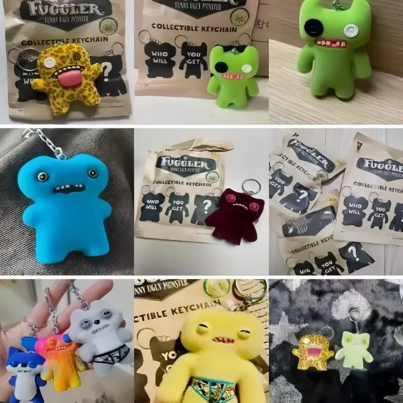 

Fuggler Original Ugly Teeth Monsters Keychain PVC ABS Flocking Cute Small Figure Model Toys Blind Box 6-8cm Trendy Desktop Gifts