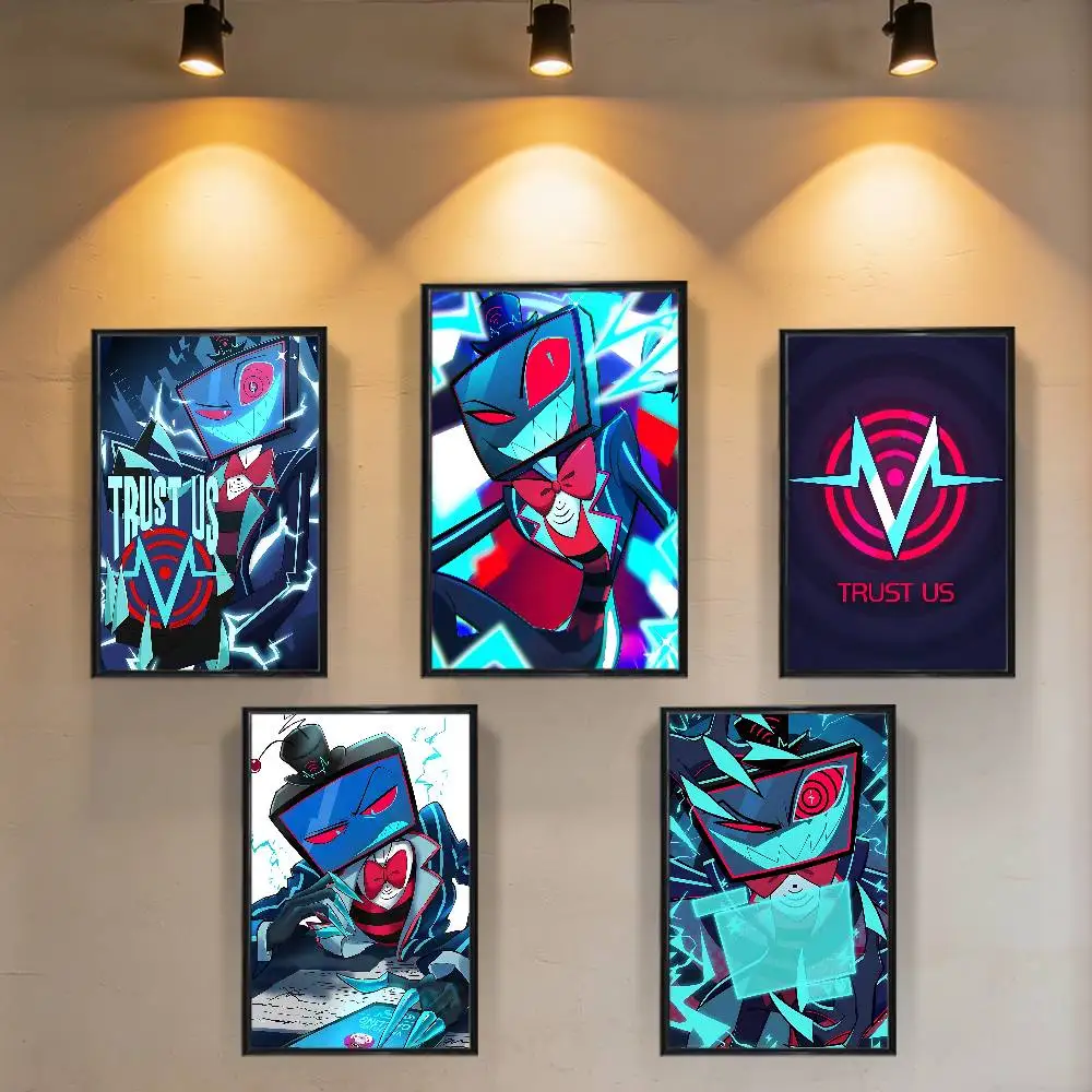 

A evil blue Vox Hazbin Hotel Poster Prints Wall Art Painting Picture Gift Living Room Bar Restaurant Dec Sticker Large