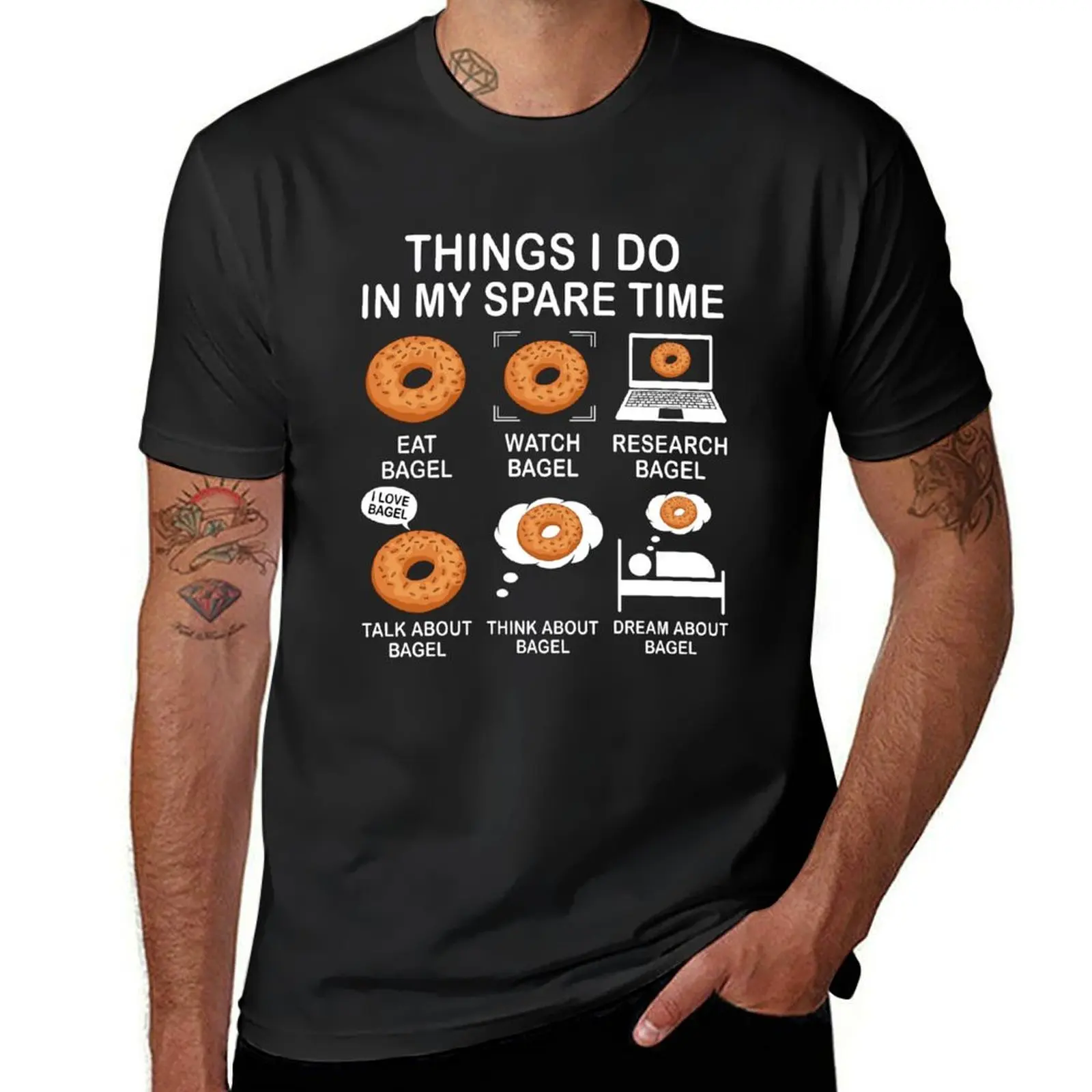 Things I Do In My Spare Time Bagel Funny Gift For Bagel Lover T-Shirt customs men graphic t shirts