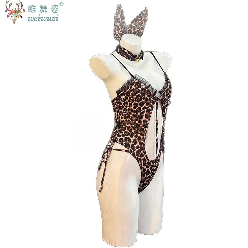 Gorąca Seksowna Dorosła Kobieta Leopard Tatuaż Bikini Kostum Kuszenie Orgia Impreza Klub Nude Back Bielizna Królik Ozdoby Stylowe Zestawy Dzikie Koronki Leopard Tatuaż Szplicze Seksowna I Niezbawiona Skóra Koronki Prze