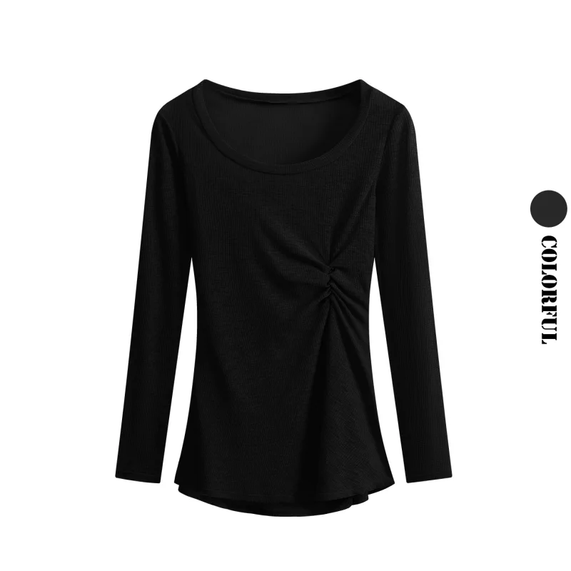 قميص بيلاتيس لليوجا للسيدات خفيف الوزن ورقيق محبوك وسريع الجفاف وأكمام طويلة مع طيات جانبية ملابس رياضية بقصة ضيقة #4