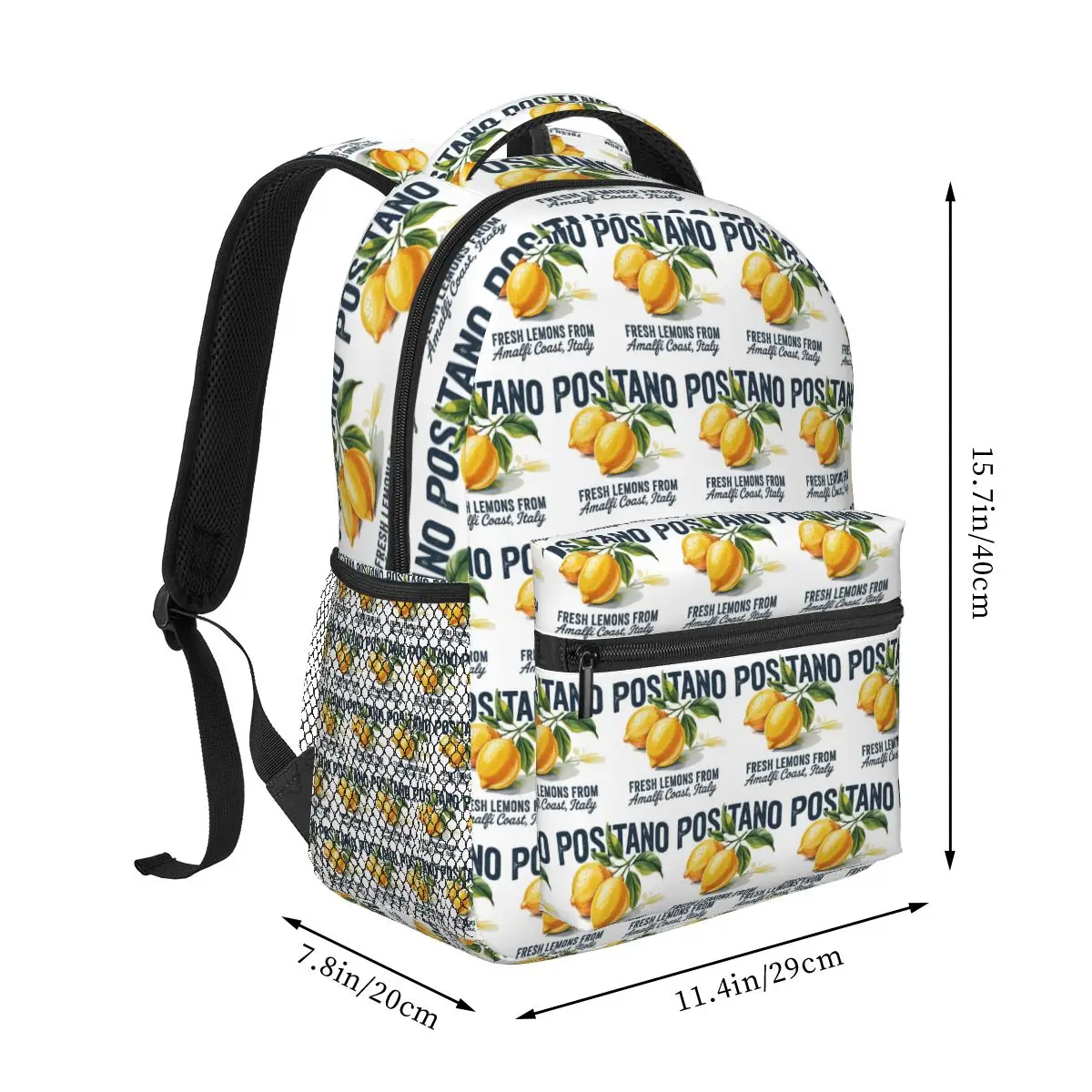 Positano Letter Lemon Graphic Print Backpacks Boys Girls Bookbag Children School Bags Cartoon Travel Rucksack Shoulder Bag
