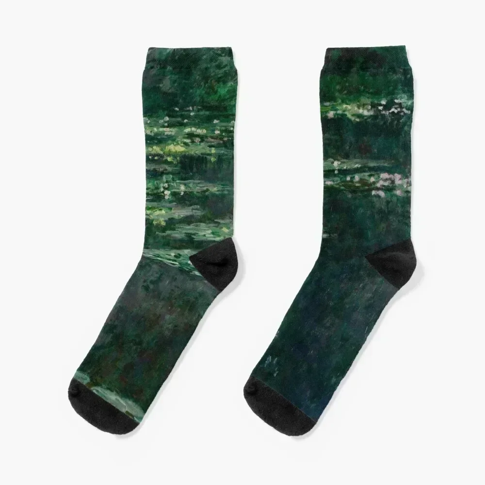 Claude Monet - Water Lilies - Dark Green Socks man cycling Men's Socks Luxury Women's