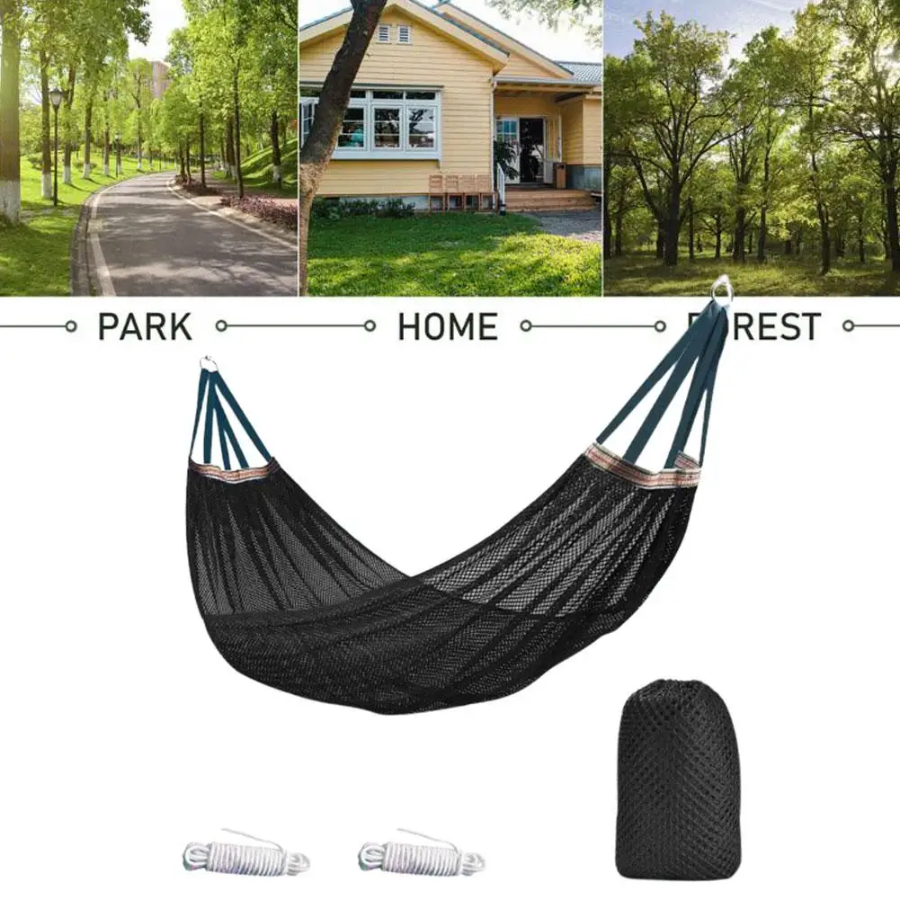 Portable Thickened Nylon Rope Hammock Indoor Outdoor Mesh Hammock Swing Chair Durable Comfortable for Garden Camping Patio image 4