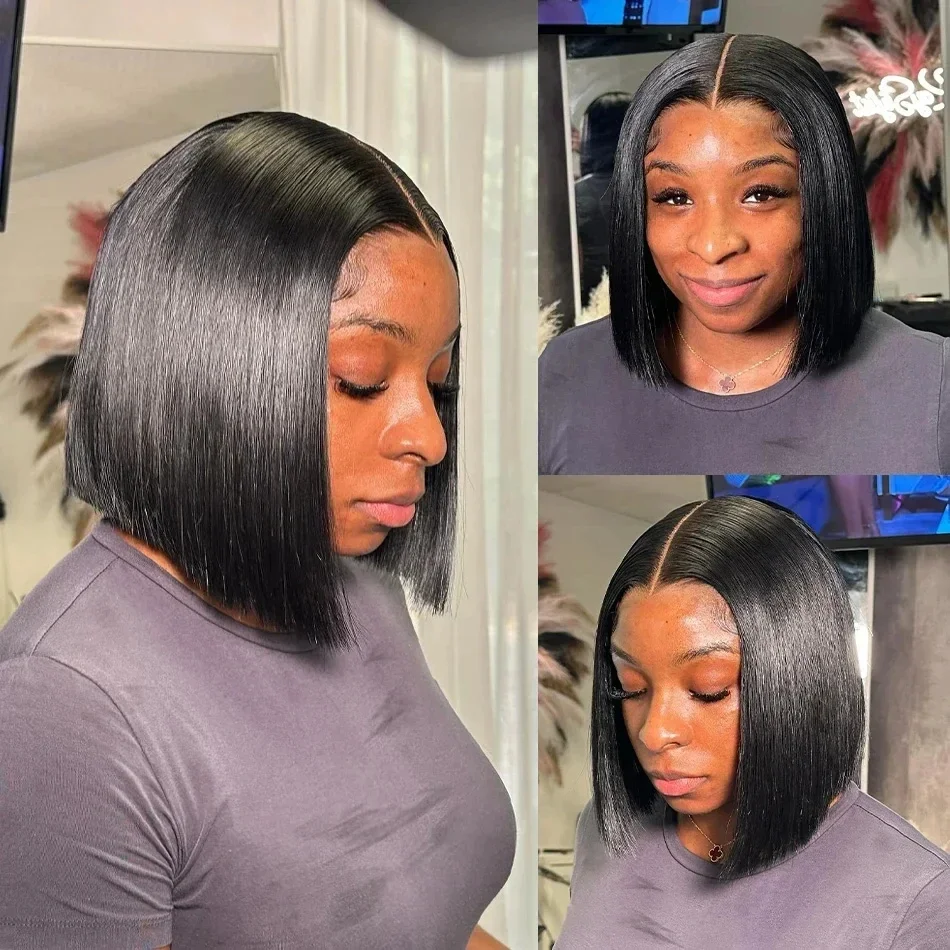 200% Bone Straight 13x4 Short Bob HD Lace Front Wigs 13x6 Brazilian Remy Lace Frontal Human Hair 5x5 Closure Wig For Women