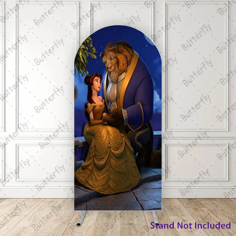 

Adam Cute Belle Princess Moon Night Disney Beauty And The Beast Arch Backdrop Cover Girls Birthday Party Background Decoration