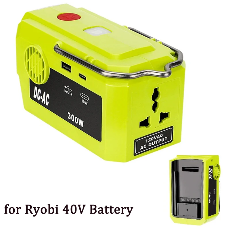 

Для Ryobi 40 В аккумулятор 300 Вт инверторный генератор DIY адаптер портативный источник питания 40 В постоянного тока в переменный ток 110 В 220 В светодиодный рабочий свет