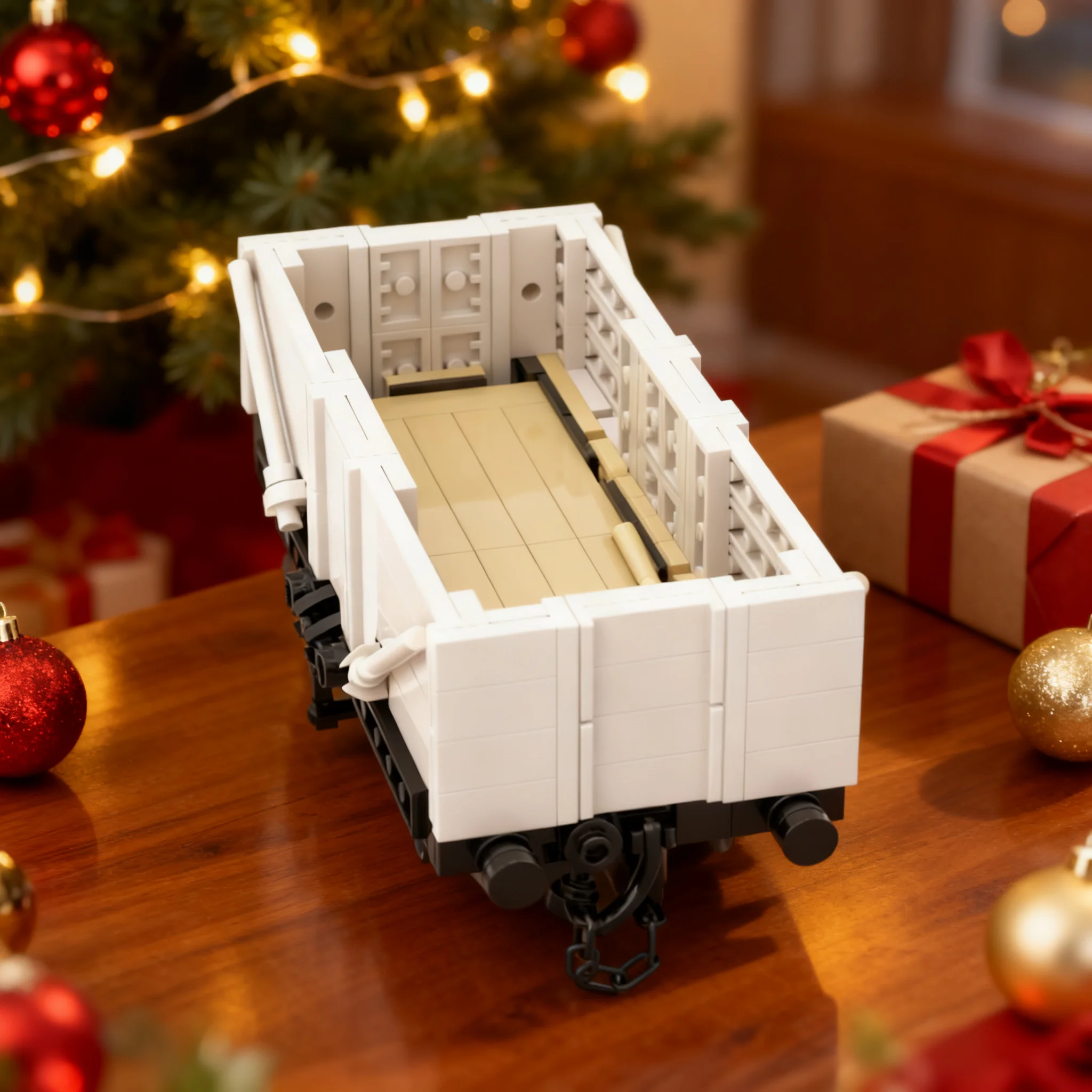 280pcs MOC Mineral Wagon - LNER Style ~ 8 Studs Wide ~ White & Black Livery - Coal Car - Train Model Building Blocks Toy 3D