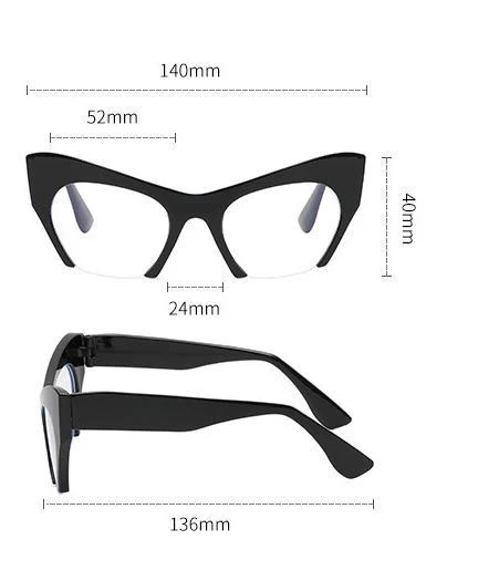 Retro Damen Halbrahmen Cat Eye Brillengestelle Mode Optischer Rahmen – Detail 2