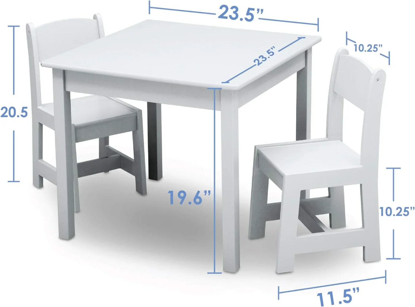 Stół z drewna i zestaw krzeseł dla dzieci MySize (w zestawie 2 krzesła)-idealne do sztuki i rzemiosła, przekąsek, więcej-złoty certyfikat Greenguard