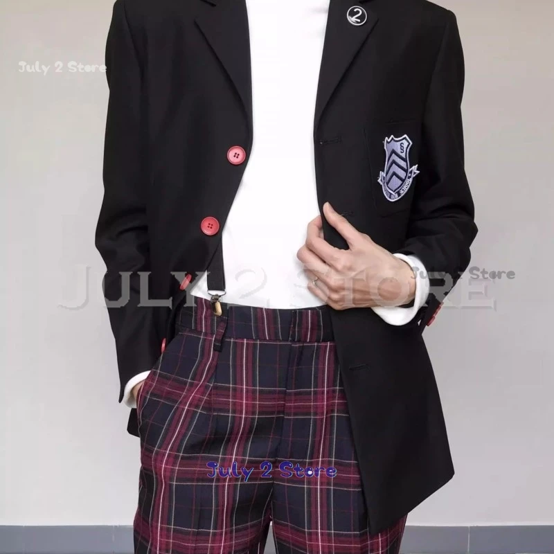 하이 퀄리티 페르소나 5 코스프레 코스튬 P5 Ren Amamiya Ren 남성용 정장, 할로윈 유니섹스 일본 재킷, 학교 DKUniforms