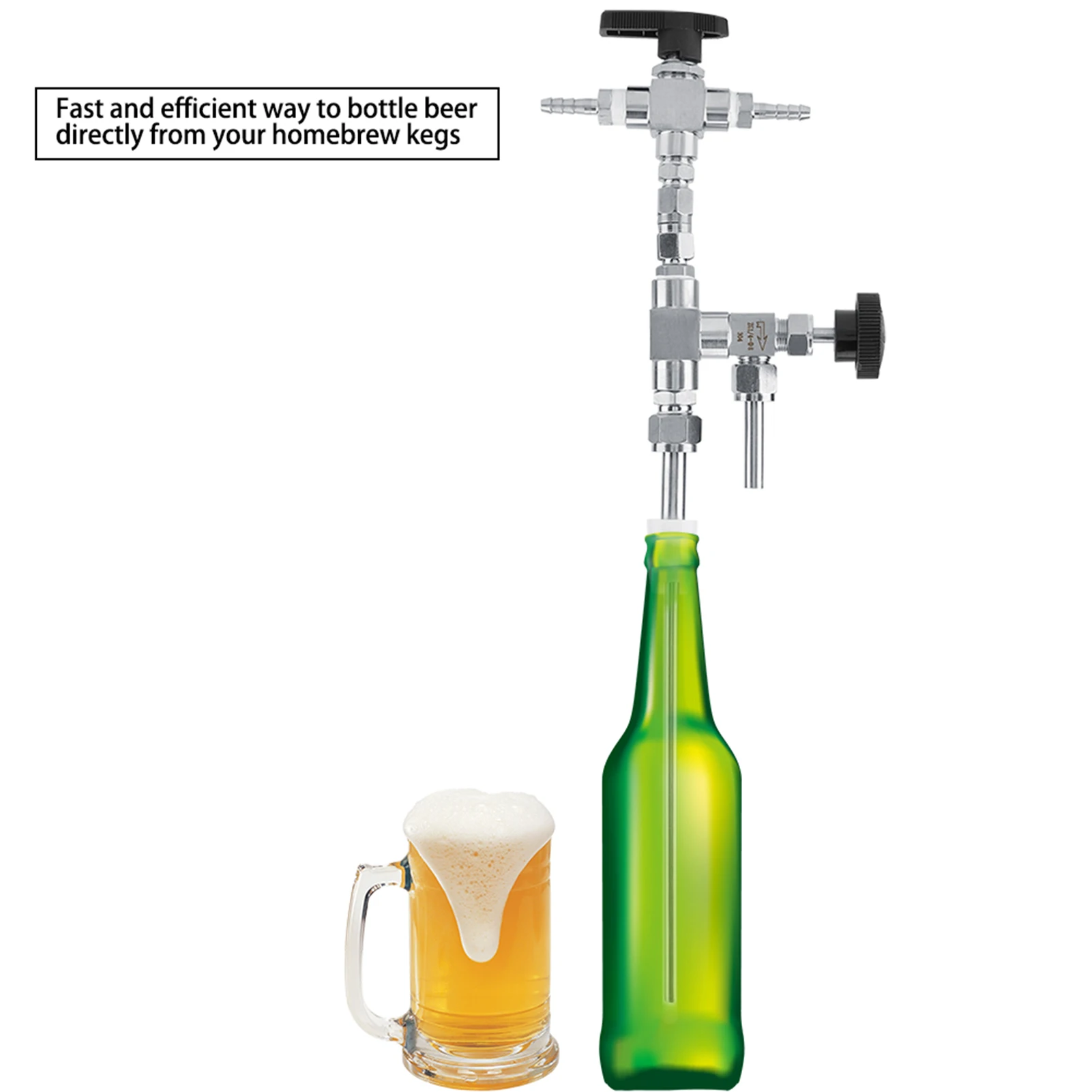 Homebrew Beer Bottle Filler 304 Stainless Steel Counter Pressure Beer Bottling Device CO2 Carbonation Kit Food Grade Beer Gun