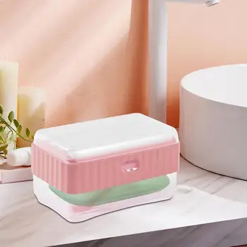 거치대 거품 비누 보관 트레이 뚜껑이 달린 다기능 비누 보관 상자, 여행용 비누 접시, 샤워 욕조용