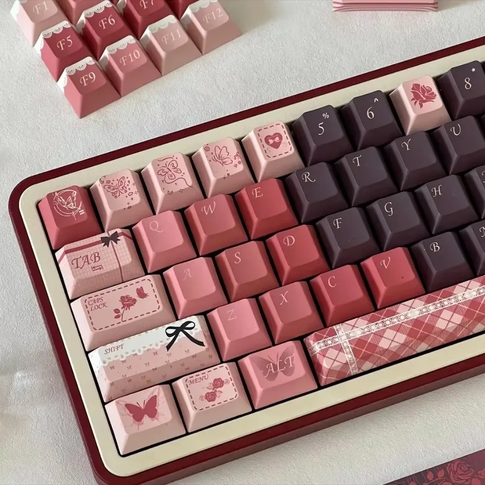 Cherry 150 Keys, Lost Rose Garden Keycap Kit PBT Kit for Mx Cherry Gateron Switch Mechanical Keyboard Kit