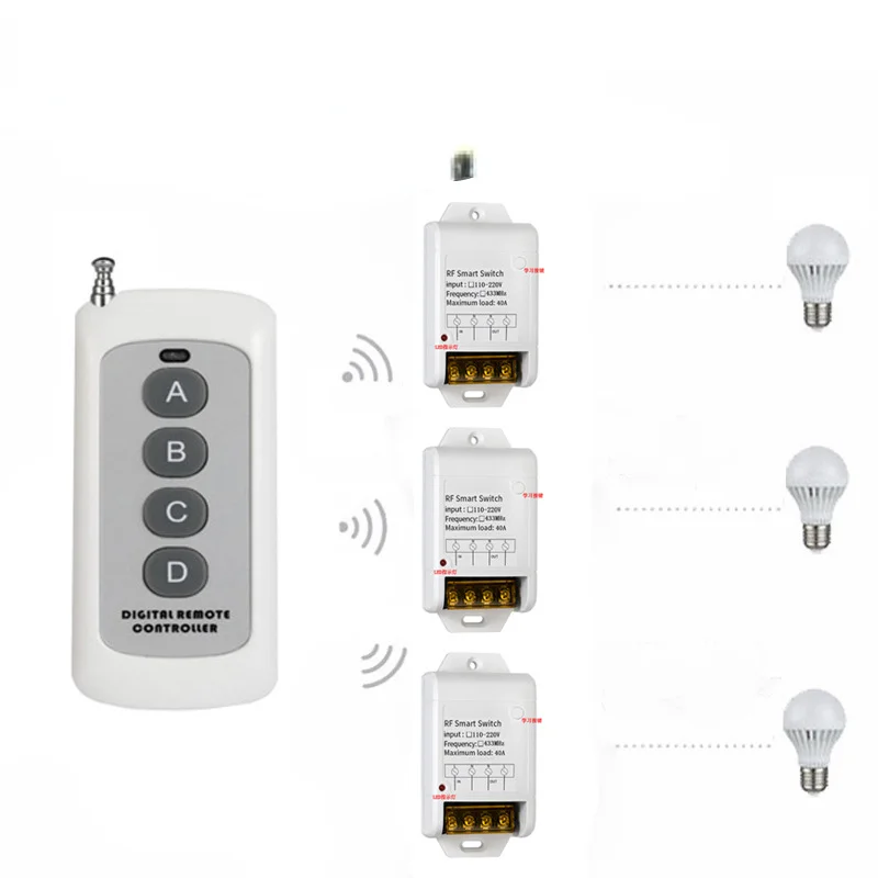 433 Mhz Không Dây Đa Năng Điều Khiển Từ Xa RF AC 220V 1CH 30A Tiếp Thu 433 Mhz Điều Khiển Từ Xa máy Bơm Nước