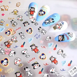 Anime Snoopy Cute Dog Three-dimensional Relief Nail Art Stickers Waterproof Nail Stickers Decorative Children's Reward Gift