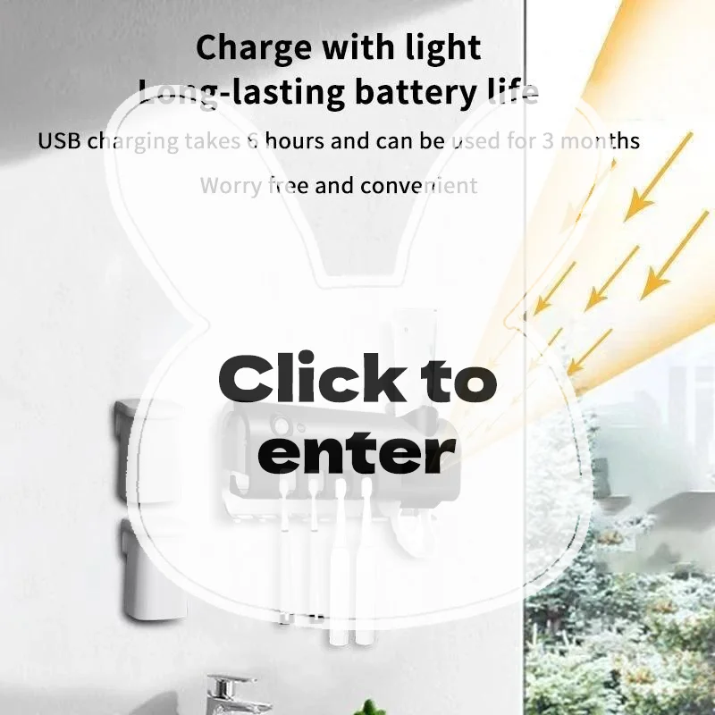 Smart Toothbrush Sanitizer Holder Free Punch Wall Mount Design 1 Piece for Small Apartment Bathroom Use