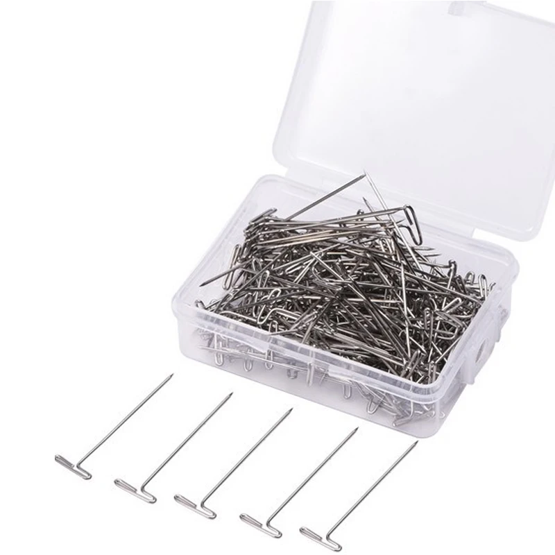 50Pcs T-Pins Needles For Blocking Knitting Modelling Crafts Quality Wig T Pins For Holing Mannequin Head Type Sewing Hair Salon