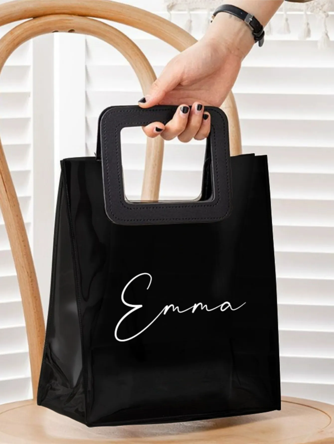 Custom Black Gift Bag Hand Square Shopping Bag Birthday Party Bridesmaid Groomsman High Quality Reusable Wedding Custom Gift Bag image 4