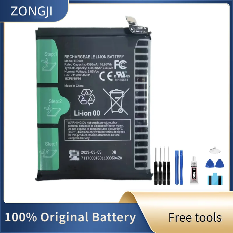 

Новая совместимая батарея ZONGJI для мобильного телефона T-Mobile REVVL 6 5G, 4500 мАч, RE001 + бесплатные инструменты