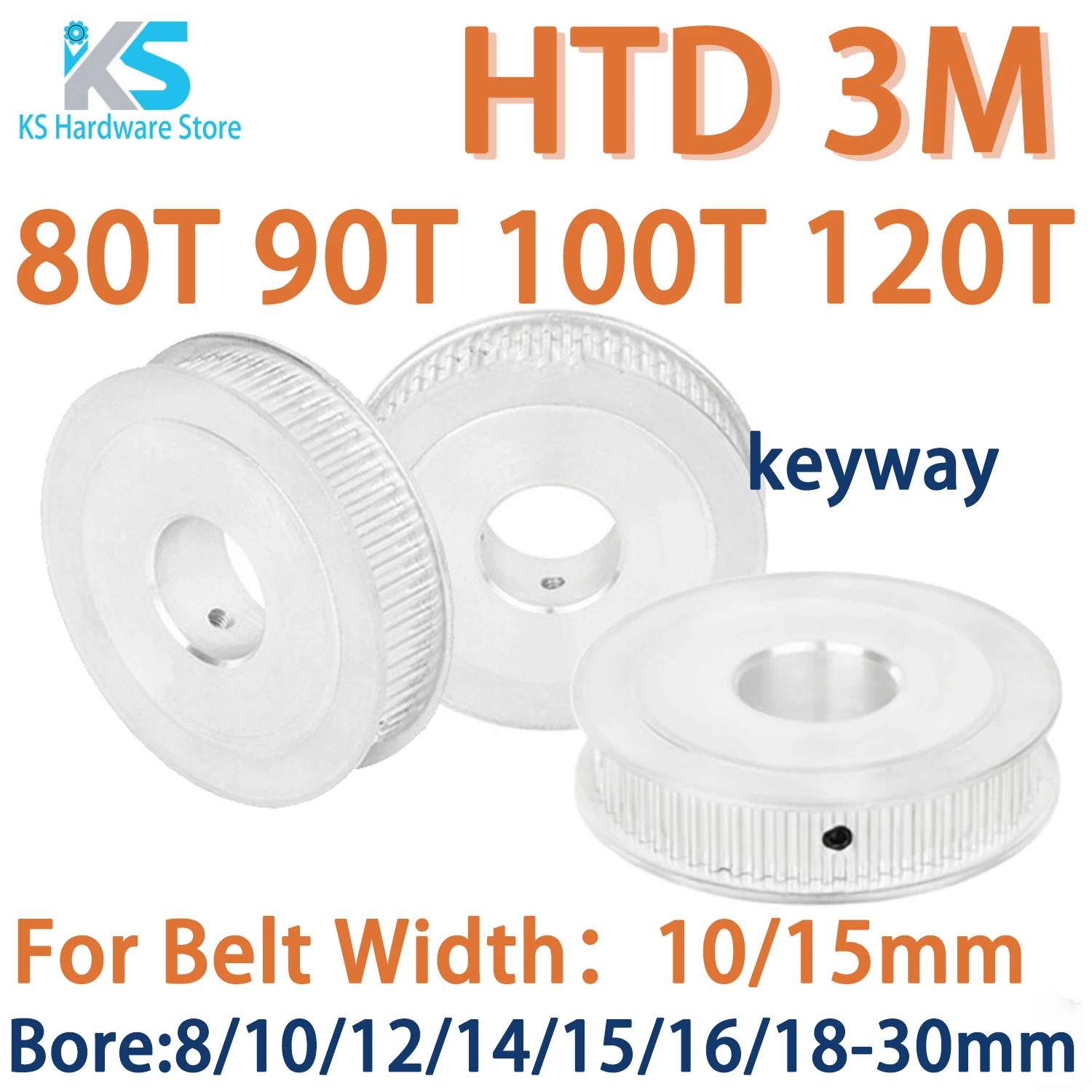 HTD 3M Timing Pulley 80Teeth 90Teeth 100Teeth 120Teeth Bore 5-30mm Synchronous Wheel Belt Width 10/15mm Gears HTD3M Belt Pulley