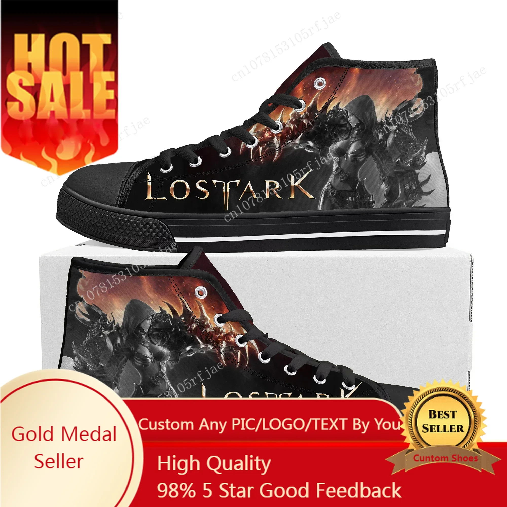 

Lost Ark High Top Sneakers Cartoon 3D Game Mens Womens Teenager High Quality Canvas Sneaker Fashion Custom Built Couple Shoes