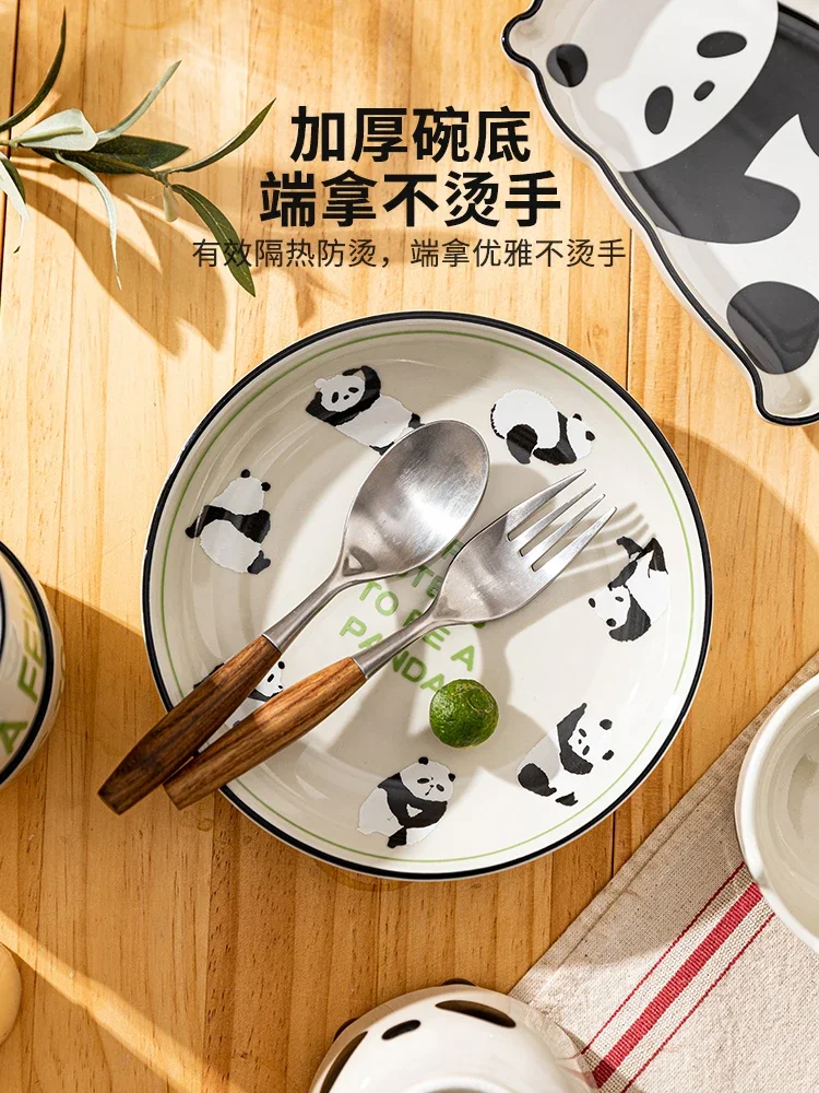 

Panda Ceramic Bowl Creative Cute One Person Dinner Set Children's Breakfast Bowl Plate Dish