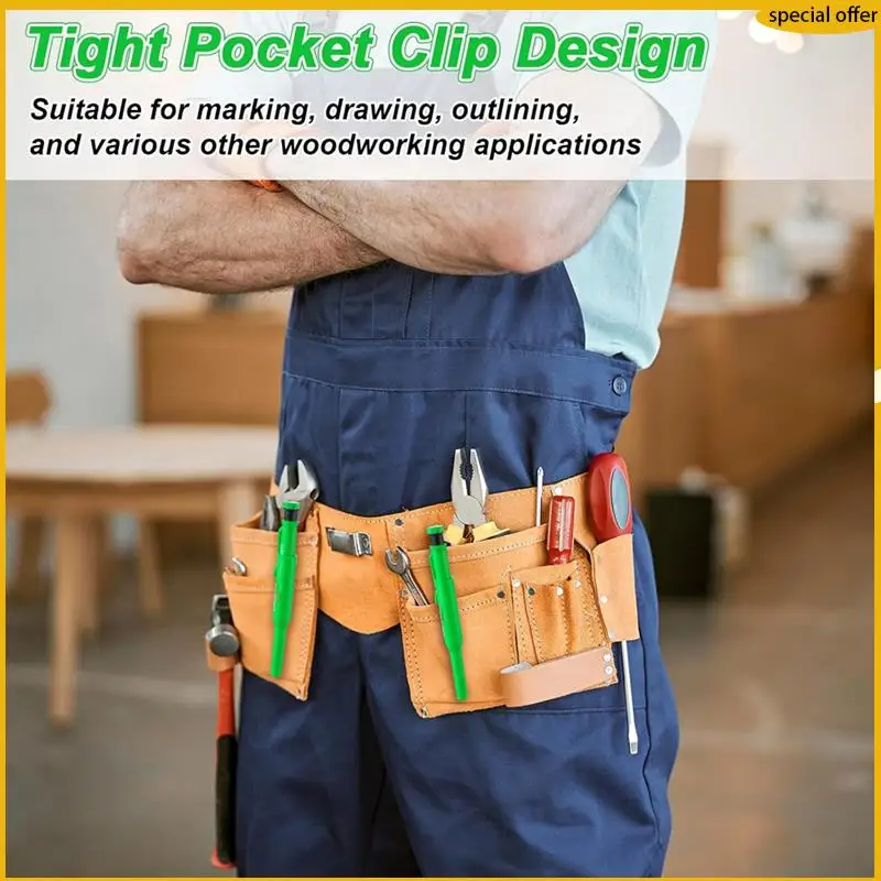 

A50I 4 Pcs Solid Carpenter Pencil Caps With 24 Refills,Marking Scribe Tools Pencil Protective Cap For Construction,Architect