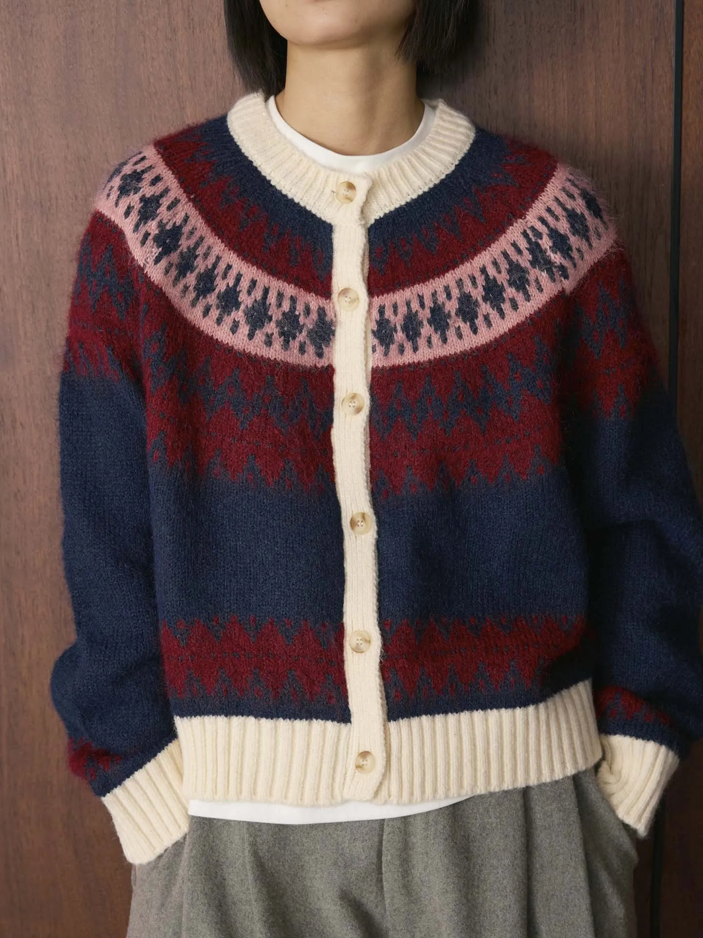 سترة صوف محبوكة من قماش الجاكار بتصميم كلاسيكي كوري جديد للشتاء سترة واحدة الصدر للنساء