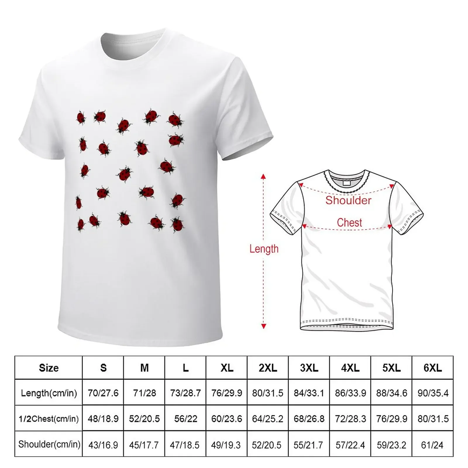 Red Ladybugs T-Shirt summer top vintage clothes summer clothes mens t shirts casual stylish