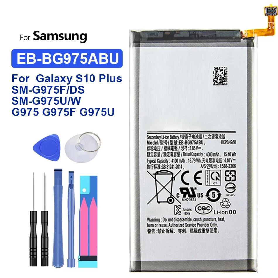 EB-BG975ABU 4100mAh Battery For Samsung Galaxy S10 Plus S10+ S10 Plus SM-G975F/DS SM-G975U/W G975 G975F G975U S10Plus Batteries