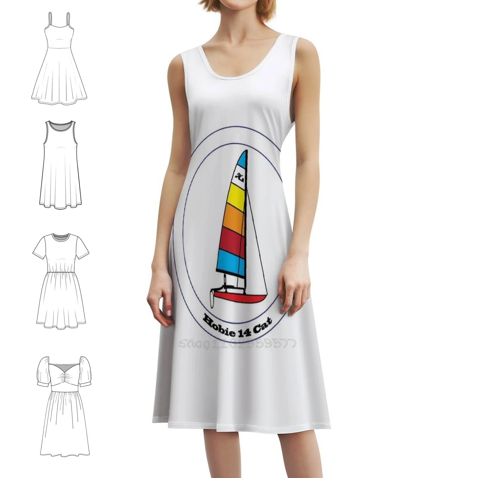 

Hobie 14, катамаран, парусная лодка, женская уличная одежда, праздничное платье, модная клубная одежда с принтом для женщин, парусная лодка, лодка