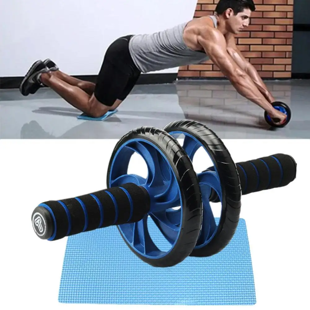 Ab Rolller Wheel l Abdominal Exercise Roller and Knee Mat No Noise With Non-slip Soft Foam Handles Women Men Muscle Trainer Tool