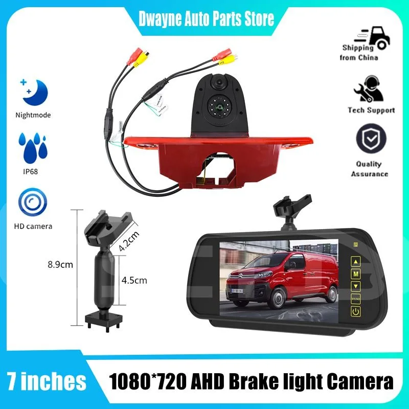 

Dual Lens Brake Light Reversing Camera & Dual Screen Monitor For Peugeot Expert Fiat Scudo Citroen Jumpy Toyota Proace 2007-2016